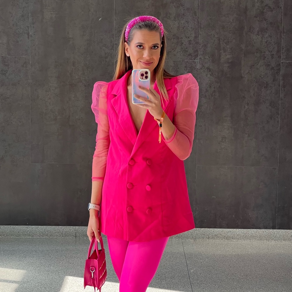 Hot Pink Blazer Dress w Belt